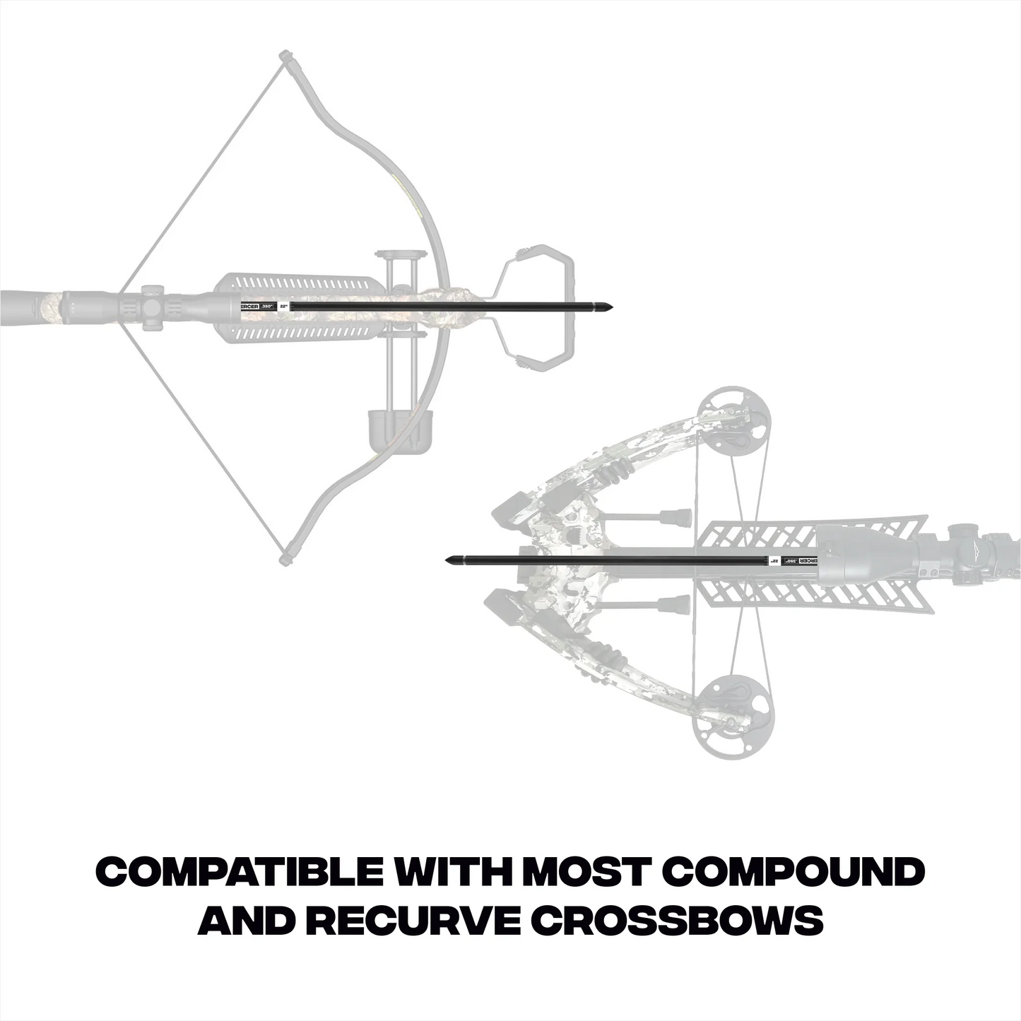 20" PIERCER Carbon Crossbow Bolts 2-Vanes (Pack of 6)