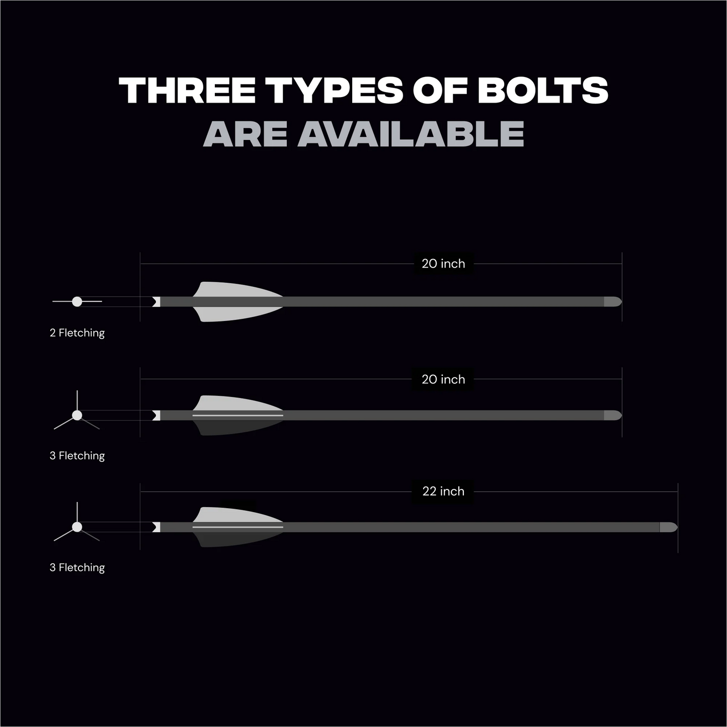 20" PIERCER Carbon Crossbow Bolts 2-Vanes (Pack of 6)