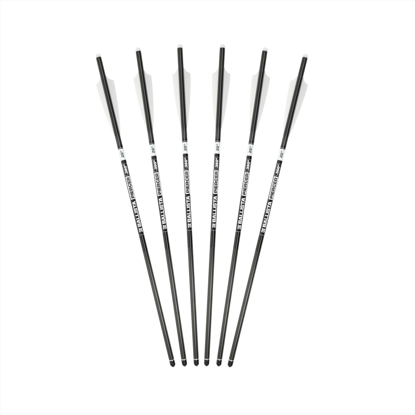 20" PIERCER Carbon Crossbow Bolts 2-Vanes (Pack of 6)