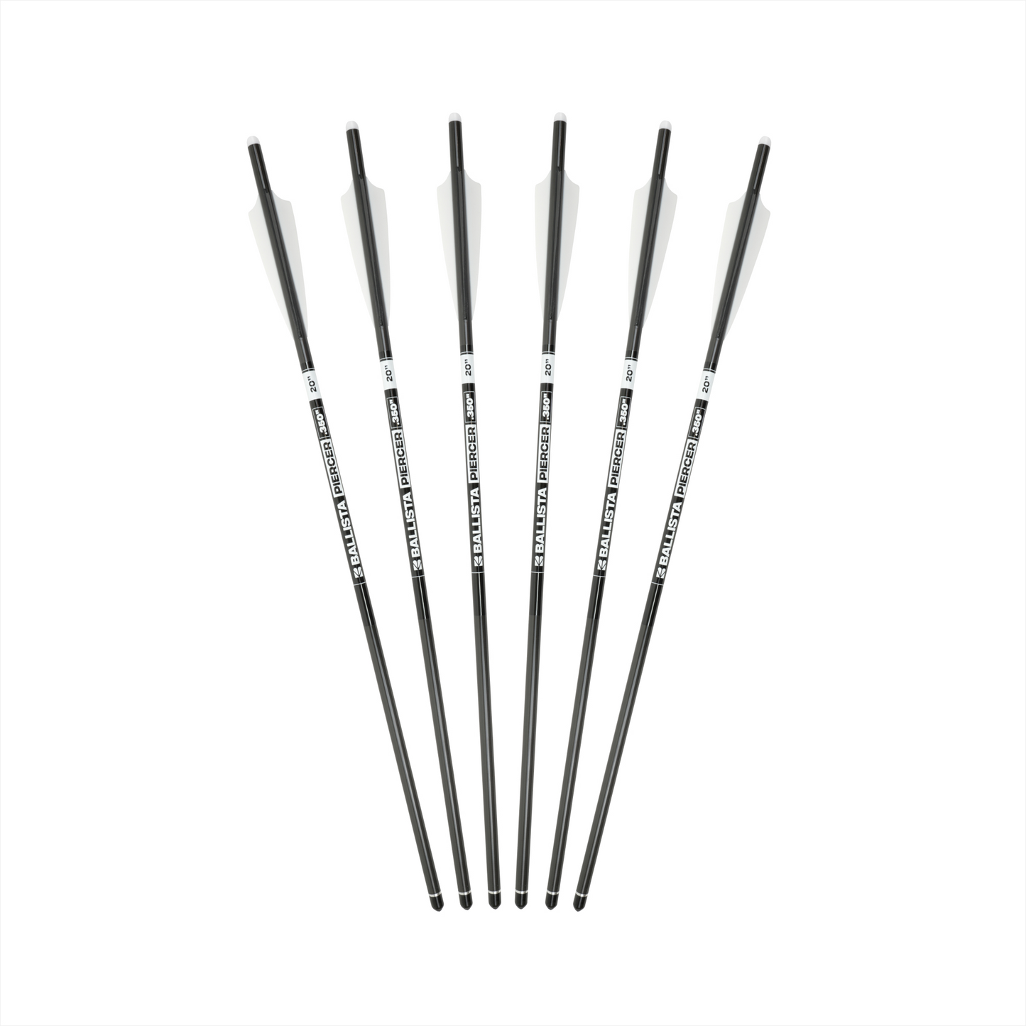 20" PIERCER Carbon Crossbow Bolts 3-Vanes (Pack of 6)