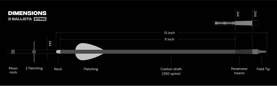 13" STING Carbon Hunting Bolts (Pack of 6)